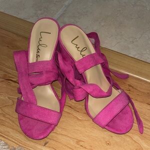 Lulu's Fuchsia lace up heels